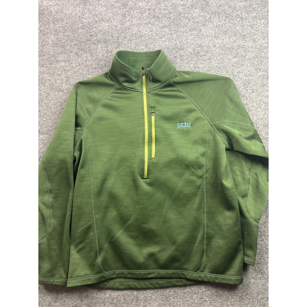 Stio Gannett Peak Fleece Pullover Mens XL Green Fleece Quarter Zip Sweater